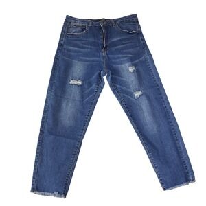 L&B Lucky & Blessed Mom cropped‎ Jeans Womens 12   Distressed Raw Hem